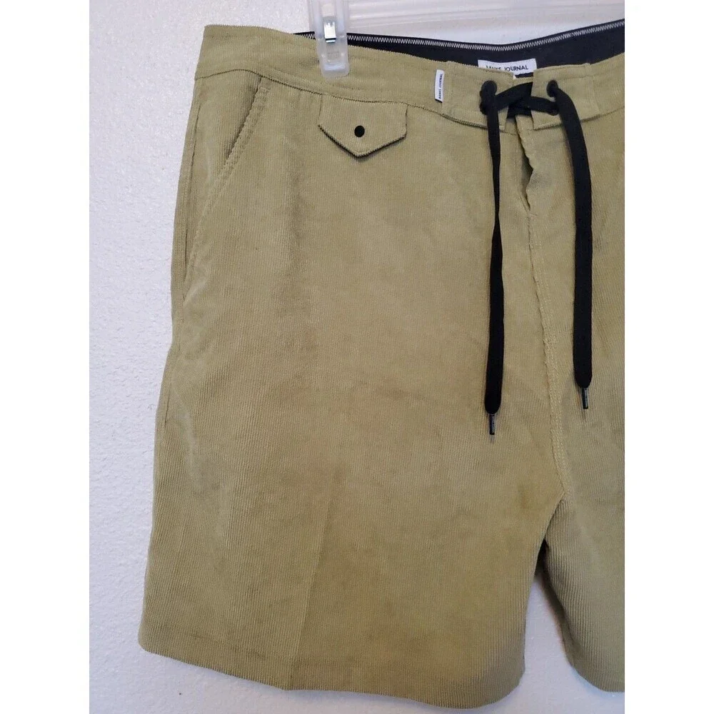 Banks Journal Mens Olive Green Corduroy Board Shorts Size 38 Drawstring Surf